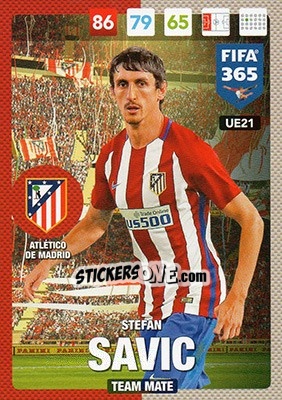 Sticker Stefan Savic - FIFA 365: 2016-2017. Adrenalyn XL n. UE21 - Panini