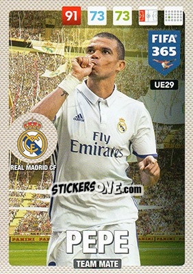 Sticker Pepe - FIFA 365: 2016-2017. Adrenalyn XL n. UE29 - Panini