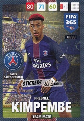 Sticker Presnel Kimpembe - FIFA 365: 2016-2017. Adrenalyn XL n. UE33 - Panini