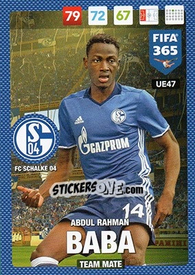 Sticker Abdul Rahman Baba - FIFA 365: 2016-2017. Adrenalyn XL n. UE47 - Panini