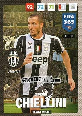 Sticker Giorgio Chiellini - FIFA 365: 2016-2017. Adrenalyn XL n. UE58 - Panini