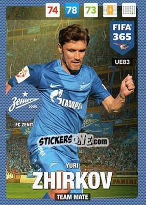 Sticker Yuri Zhirkov - FIFA 365: 2016-2017. Adrenalyn XL n. UE83 - Panini