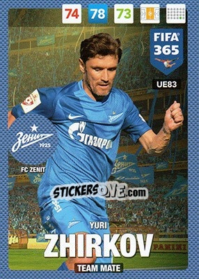 Figurina Yuri Zhirkov - FIFA 365: 2016-2017. Adrenalyn XL - Panini