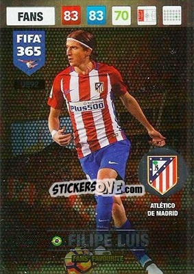 Sticker Filipe Luis - FIFA 365: 2016-2017. Adrenalyn XL n. UE92 - Panini