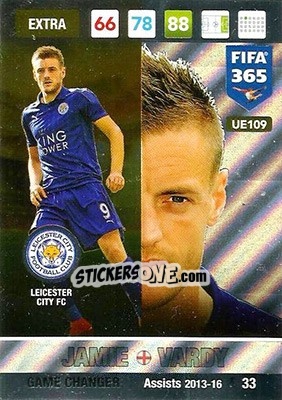 Sticker Jamie Vardy - FIFA 365: 2016-2017. Adrenalyn XL n. UE109 - Panini