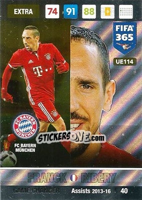 Sticker Franck Ribéry - FIFA 365: 2016-2017. Adrenalyn XL n. UE114 - Panini