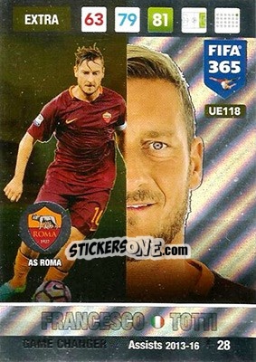 Sticker Francesco Totti - FIFA 365: 2016-2017. Adrenalyn XL n. UE118 - Panini