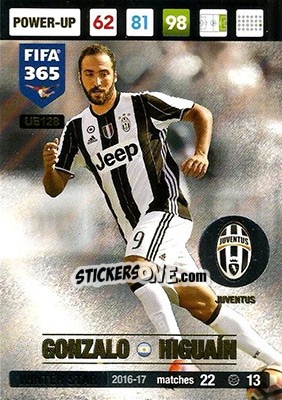 Sticker Gonzalo Higuaín - FIFA 365: 2016-2017. Adrenalyn XL n. UE128 - Panini