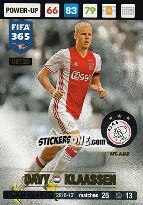 Sticker Davy Klaassen - FIFA 365: 2016-2017. Adrenalyn XL n. UE130 - Panini