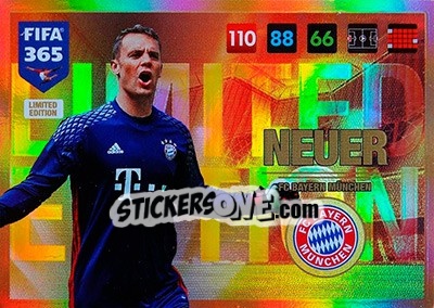 Sticker Manuel Neuer - FIFA 365: 2016-2017. Adrenalyn XL n. XXL-MN - Panini