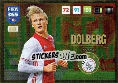 Sticker Kasper Dolberg - FIFA 365: 2016-2017. Adrenalyn XL - Panini