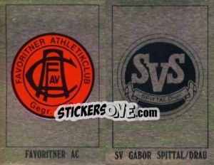 Sticker Wappen Favoritner AC / Wappen SV Spittal/Drau - Österreichische Fußball-Bundesliga 1991-1992 n. W14 - Panini