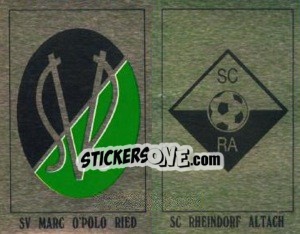 Sticker Wappen SV Ried im Innkreis / Wappen SC Rheindorf Altach - Österreichische Fußball-Bundesliga 1991-1992 n. W16 - Panini