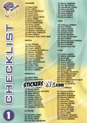 Sticker Checklist (1-141) - France Foot 1999-2000 n. CHK1 - Ds