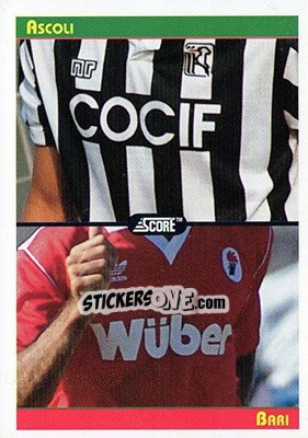 Sticker Ascoli / Bari - Italian League 1993 n. 374 - Score