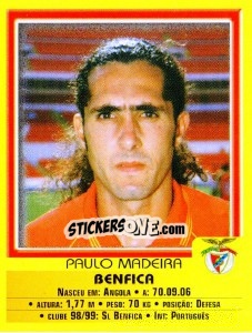 Sticker Paulo Madeira - Futebol 1999-2000 n. 38 - Panini