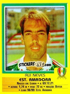 Figurina Rui Neves - Futebol 1999-2000 n. 122 - Panini