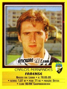 Cromo Carlos Fernandes - Futebol 1999-2000 - Panini